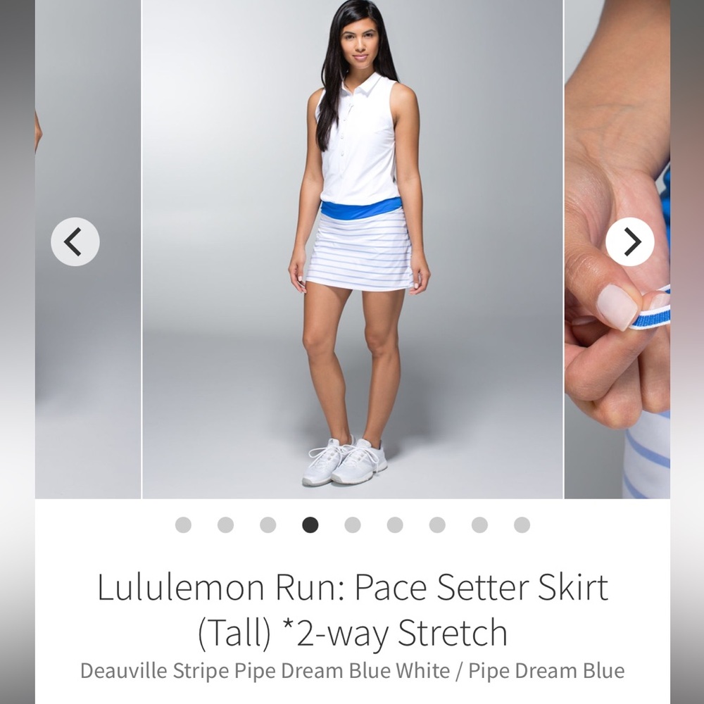 Lululemon Pace Setter Skirt Dueville Stripe Blue White